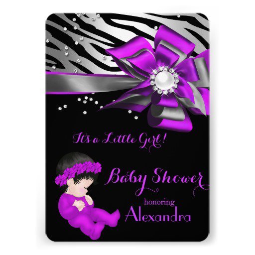 Zebra Purple Black Invitations