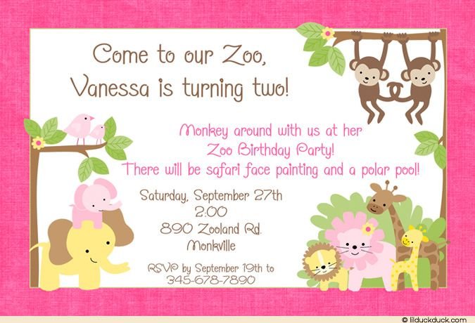 Zoofari Birthday Party Invitations